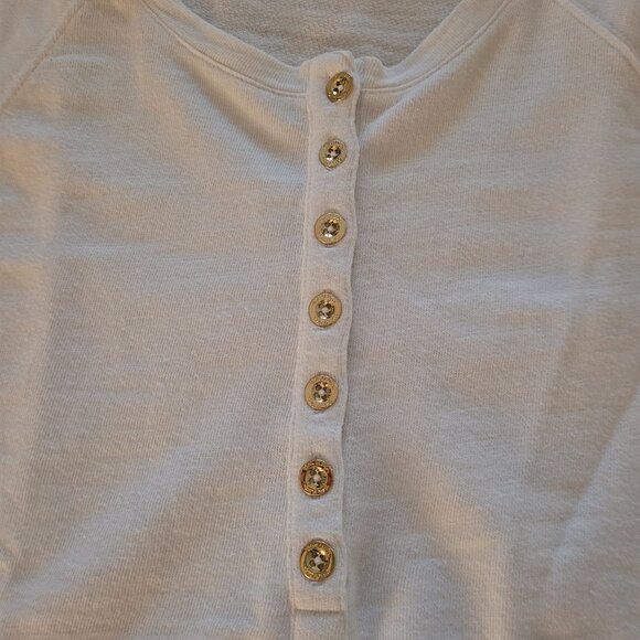 Lilly Pulitzer Half Button Down Long Sleeve Henley- White - Picture 2 of 12